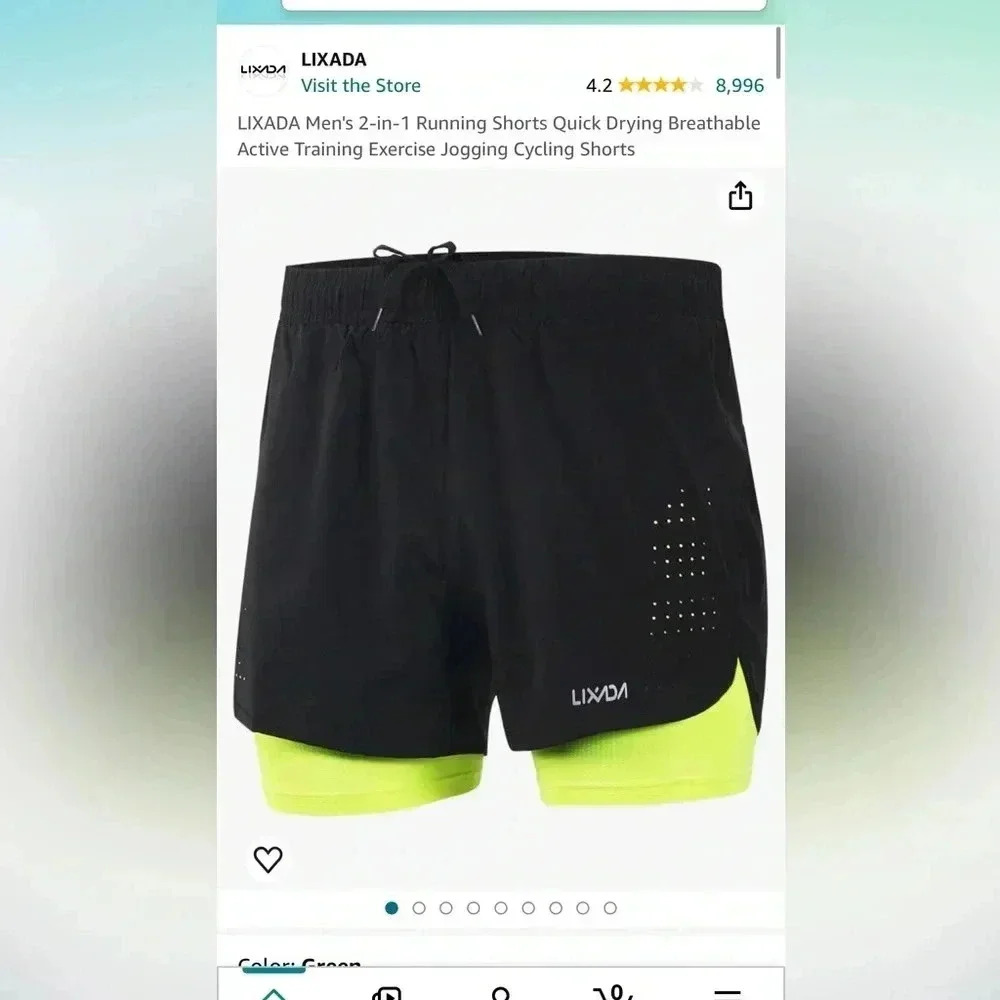 Lixada 2-1 quick dry running shorts size large